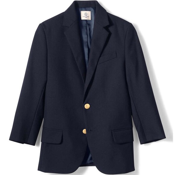 Lands' End Boys Tailored Fit Hopsack Blazer, Deep Navy, Size 8